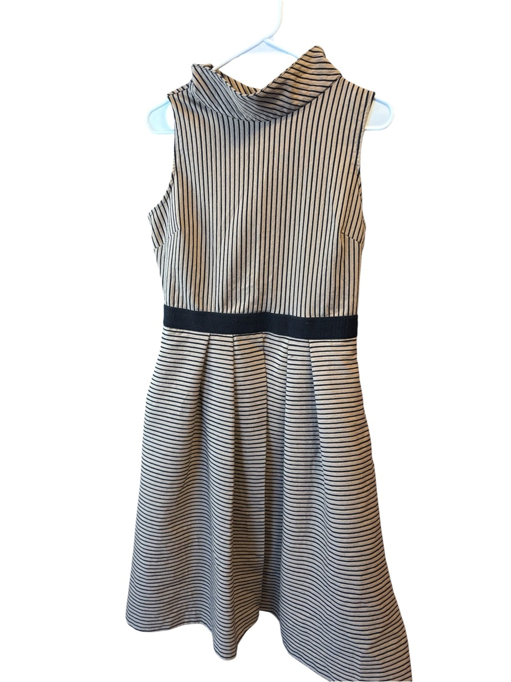 eva mendes for New York & Company Black and White Striped Sleeveless Midi Dress